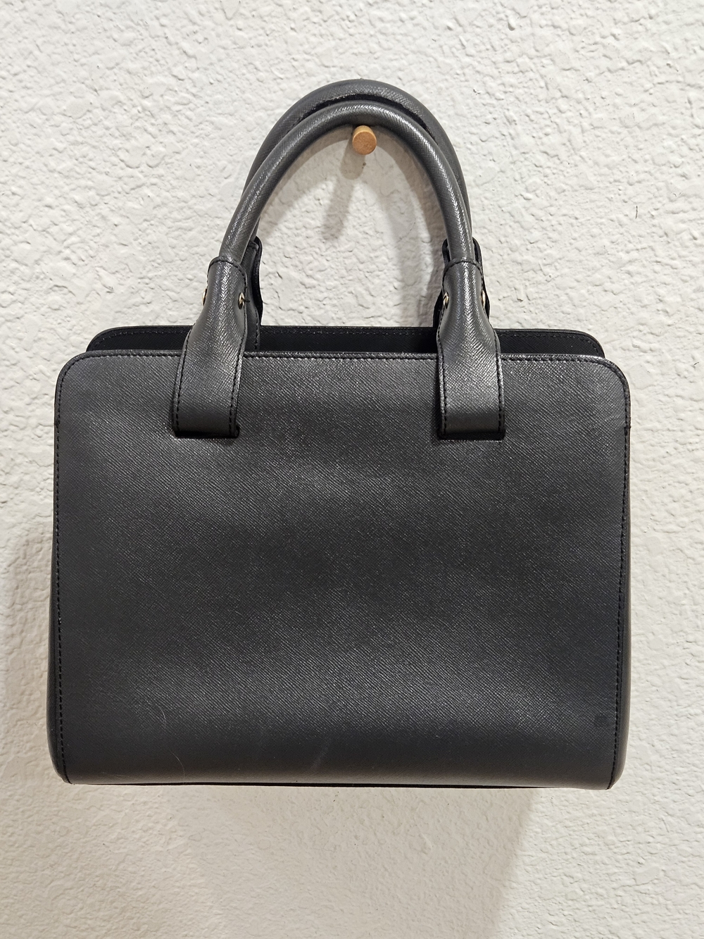 Vittoria Napoli Leather Bag Black Top Handle Crossbody Satchel Italy